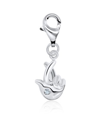 Crossed Fingers Shape Silver Charms CH-68